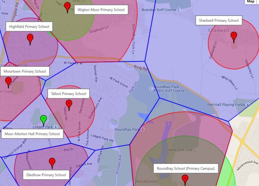 Map of 2015 catchments showing black hole of places